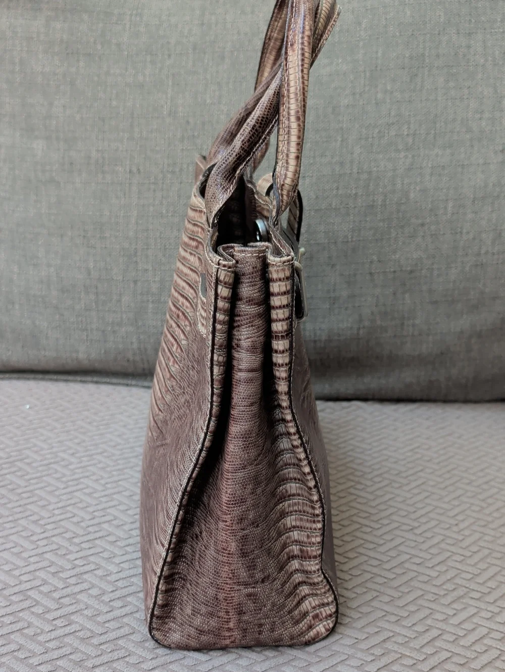 Furla Textured Brown Leather Structured Handbag w COA - Picture 5 of 10